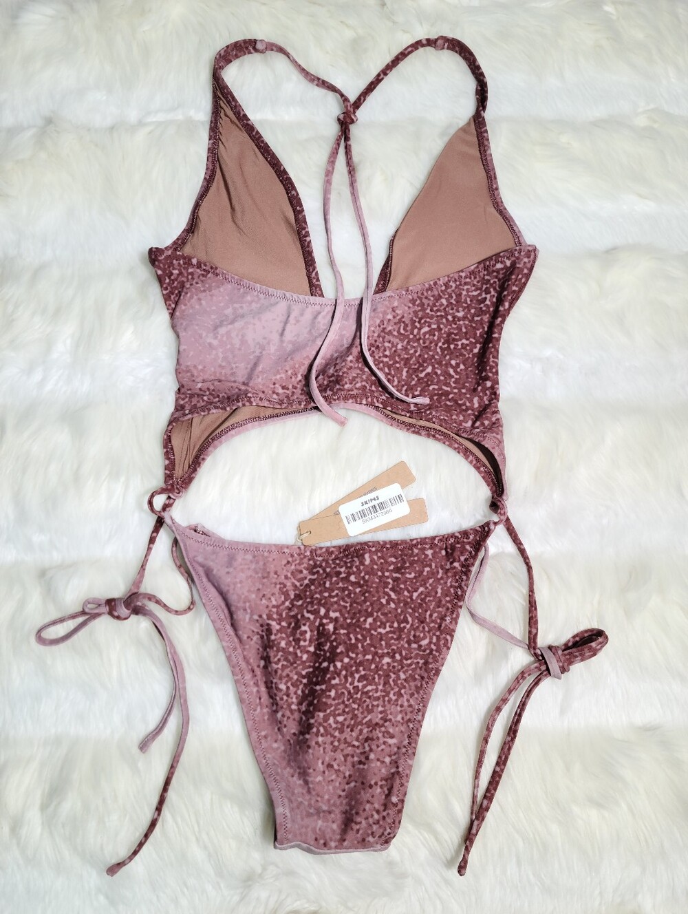 SKIMS Signature Swim Plunge Monokini Henna FK Ombre Print Women Small NEW - Picture 2 of 7